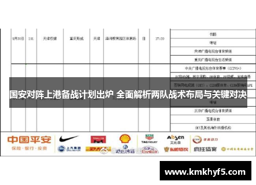 国安对阵上港备战计划出炉 全面解析两队战术布局与关键对决